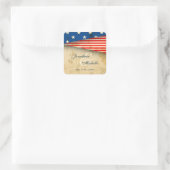 Vintage amerikanische Flagge Patriotische US-Hochz Quadratischer Aufkleber (Tasche)