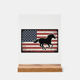 Vintage-Amerikanische-Flagge-Pferd-Vektor-Kunst-De Acrylschild