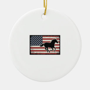 Vintage-Amerikanische-Flagge-Pferd-Vektor-Kunst-De Keramik Ornament