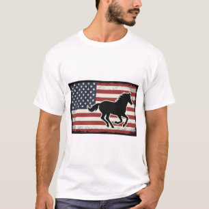 Vintage-Amerikanische-Flagge-Pferd-Vektor-Kunst-De T-Shirt