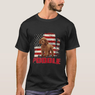Vintage amerikanische Flagge Poodle Hund Lover T-Shirt
