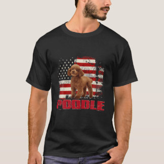 Vintage amerikanische Flagge Poodle Hund Lover T-Shirt