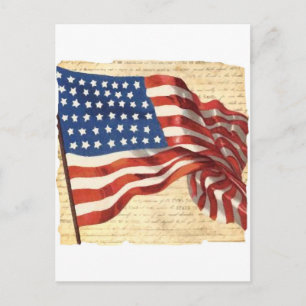 Vintage amerikanische Flagge Postkarte