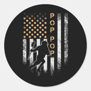 Vintage amerikanische Flagge Proud Lacrosse Pop Po Runder Aufkleber