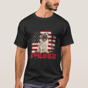 Vintage-amerikanische-Flagge-Pug-Hundefreund T-Shirt