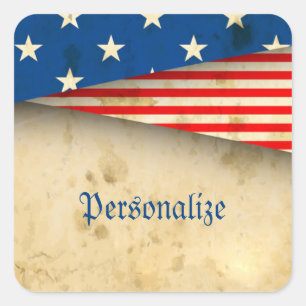 Vintage-amerikanische Flagge Quadratischer Aufkleber