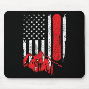 Vintage amerikanische Flagge Snowboarden Cool Snow Mousepad