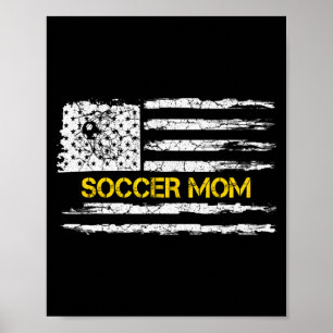 Vintage-amerikanische Flagge Stolze Fußball-Mama-F Poster