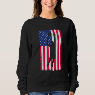 Vintage-Amerikanische-Flagge-Tennisspieler-Silhoue Sweatshirt