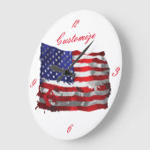Vintage amerikanische Flagge Thunder_Cove Große Wanduhr (Winkel)