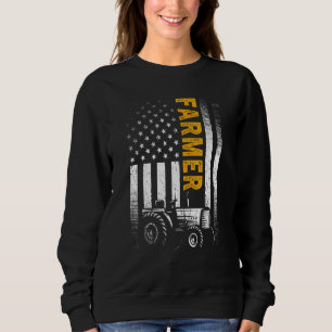 Vintage-Amerikanische-Flagge-Traktor-Bauer-Rancher Sweatshirt