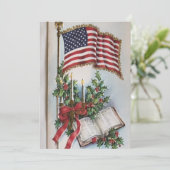 Vintage amerikanische Flagge und Bibelfreiheitsurl Feiertagskarte (Stehend Vorderseite)