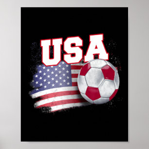 Vintage-amerikanische-Flagge-USA-Fußball-T-Shirt Poster