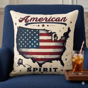 Vintage Amerikanische Flagge USA Karte abgenutzte Kissen