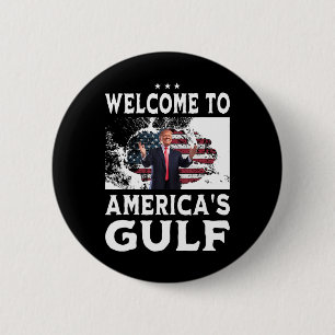 Vintage amerikanische Flagge Willkommen am Golf vo Button