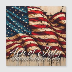 Vintage-Amerikanische-Flaggen-Kunst für den 4. Jul Magnetkarte