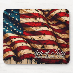 Vintage-Amerikanische-Flaggen-Kunst für den 4. Jul Mousepad
