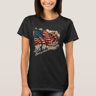 Vintage-Amerikanische-Flaggen-Kunst für den 4. Jul T-Shirt