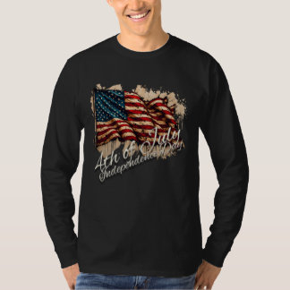Vintage-Amerikanische-Flaggen-Kunst für den 4. Jul T-Shirt