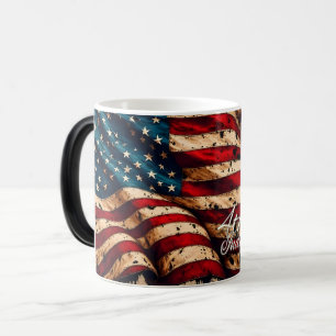 Vintage-Amerikanische-Flaggen-Kunst zum 4. Juli Verwandlungstasse