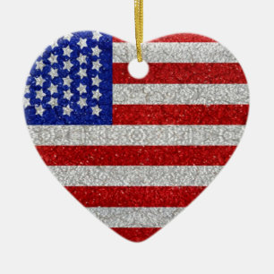 Vintage amerikanische Flaggen-Verzierung Keramik Ornament