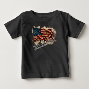 Vintage-amerikanische Flaggenkunst zum 4. Juli Baby T-shirt
