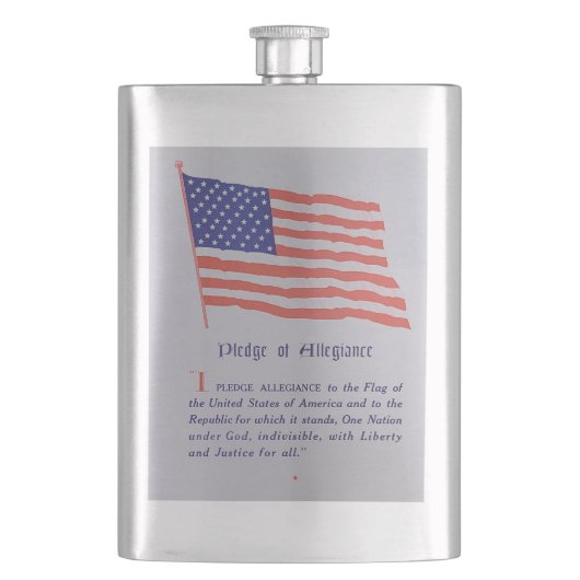 Vintage amerikanische Flaggenverpflichtung Flachmann (Vorderseite)