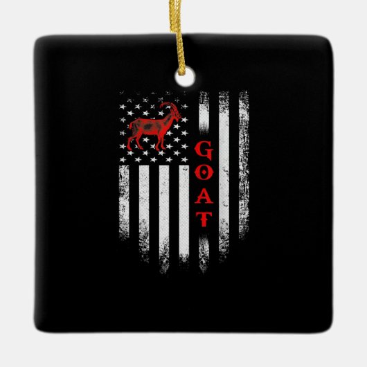 Vintage amerikanische Flaggenziege Keramikornament (Vorderseite)