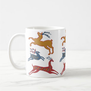 Vintage Amerikanische Folk Art Hirsche in Sonderfa Kaffeetasse