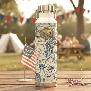 Vintage-Amerikanische-Geschichts-Collage USA 250 I Trinkflasche