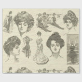 Vintage amerikanische Girls Collage Decoupage Geschenkpapier (Flach)