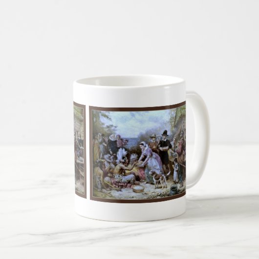Vintage amerikanische Happy Thanksgiving-Tasse Kaffeetasse (VorderseiteRechts)