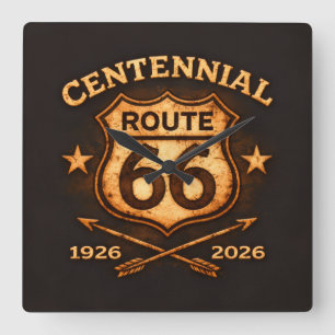 Vintage Amerikanische Highway-Erinnerung Quadratische Wanduhr