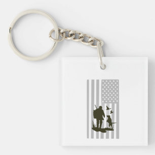 Vintage-amerikanische Jagdsilhouette im Freien Schlüsselanhänger