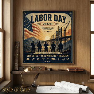 Vintage-amerikanische Labor-Day-Arbeiter-Tribut-Ku Poster