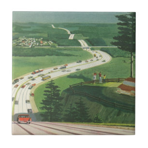 Vintage amerikanische Landschaften, Autos Roadtrip Fliese