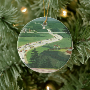 Vintage amerikanische Landschaften, Autos Roadtrip Keramikornament