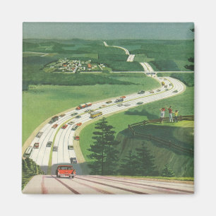 Vintage amerikanische Landschaften, Autos Roadtrip Magnet