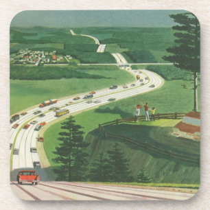 Vintage amerikanische Landschaften, Autos Roadtrip Untersetzer