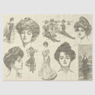 Vintage-amerikanische Mädchen Collage Decoupage Seidenpapier
