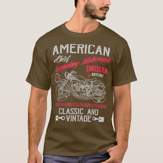 Vintage amerikanische Motorradfahrer T-Shirt (Vorderseite)