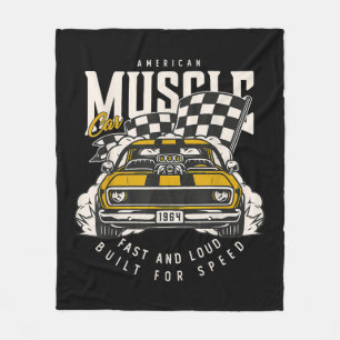 Vintage-Amerikanische-Muscle-Car-Rennflagge Fleecedecke