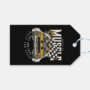 Vintage-Amerikanische-Muscle-Car-Rennflagge Geschenkanhänger