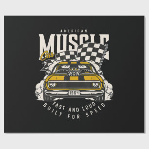 Vintage-Amerikanische-Muscle-Car-Rennflagge Geschenkpapier
