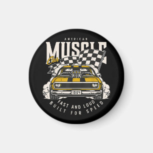 Vintage-Amerikanische-Muscle-Car-Rennflagge Magnet