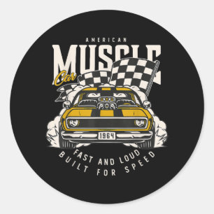Vintage-amerikanische Muscle-Car-Rennflagge Runder Aufkleber