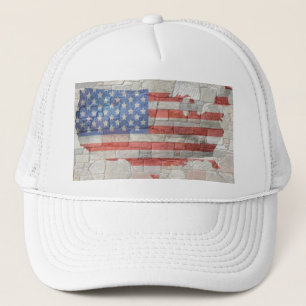 Vintage amerikanische patriotische Landkarte Flagg Truckerkappe
