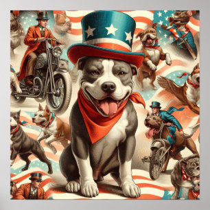 Vintage amerikanische Pit Bull Terrier Art Poster