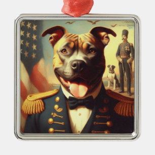 Vintage amerikanische Pit Bull Terrier Malerei Ornament Aus Metall