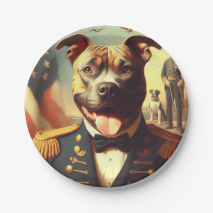 Vintage amerikanische Pit Bull Terrier Malerei Pappteller